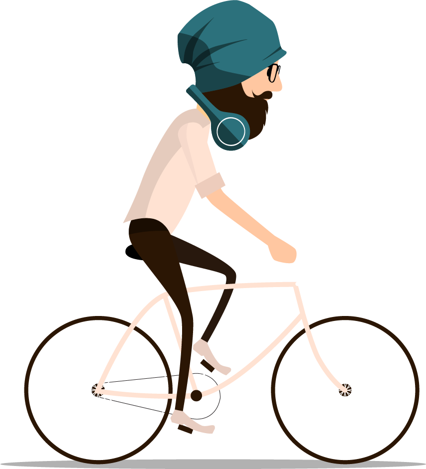 Hipster Riding Bike